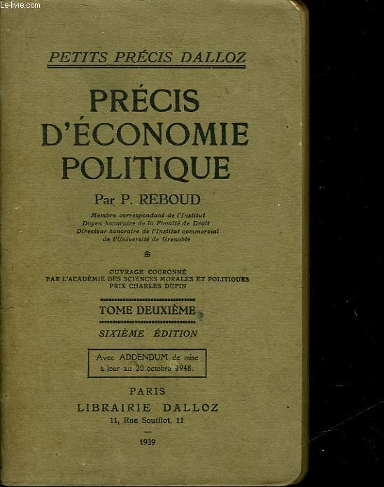 PRECIS D'ECONOMIE POLITIQUE - TOME SECOND