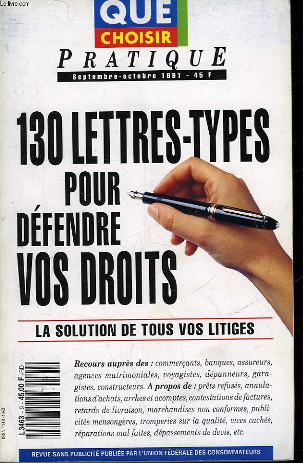 130 LETTRES-TYPES POUR DEFENDRE VOS DROITS - LA SOLUTION DE TOUS VOS LITIGES