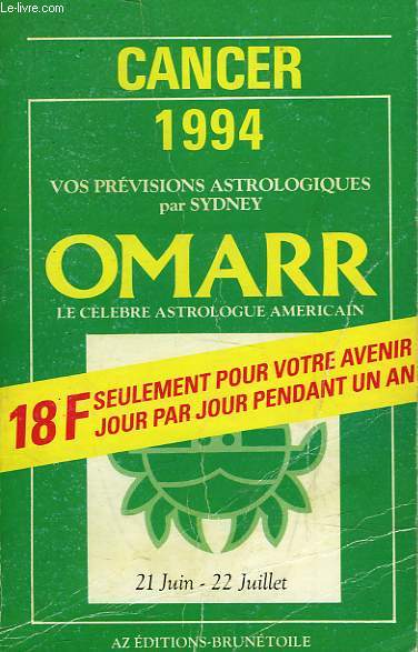 GUIDES ASTROLOGIQUES POUR 1994 - CANCER 22 JUIN 22 JUILLETS