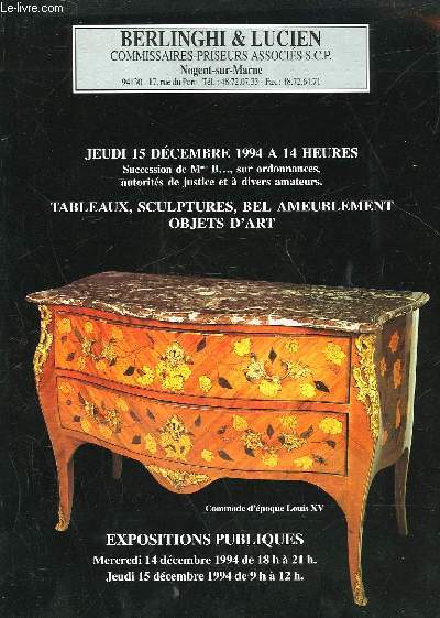 BERLINGHI & LUCIEN - TABLEAUX, SCULPTURES, BEL AMEUBLEMENT, OBJETS D'ART