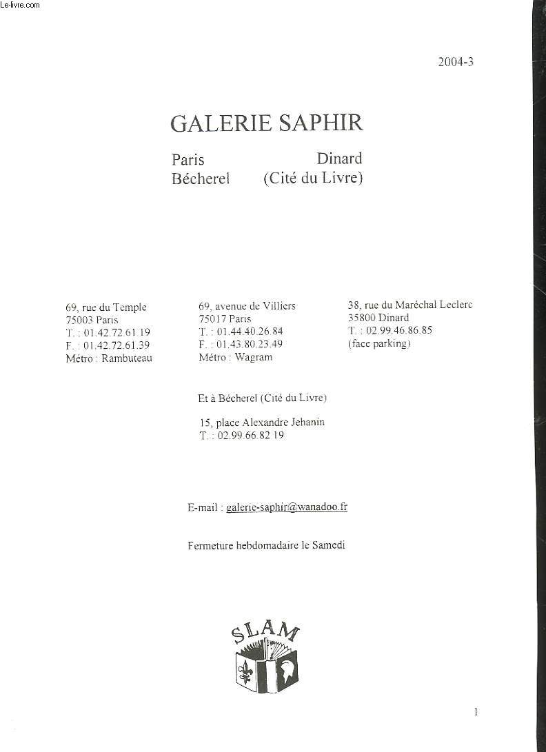 GALERIE SAPHIR - CATALOGUE