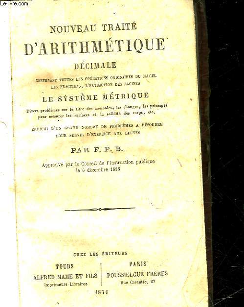 NOUVEAU TRAITE D'ARITHMETIQUE DECIMALE