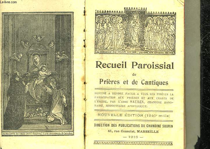 RECUEIL PAROISSIAL DE PRIERES ET DE CNATIQUES