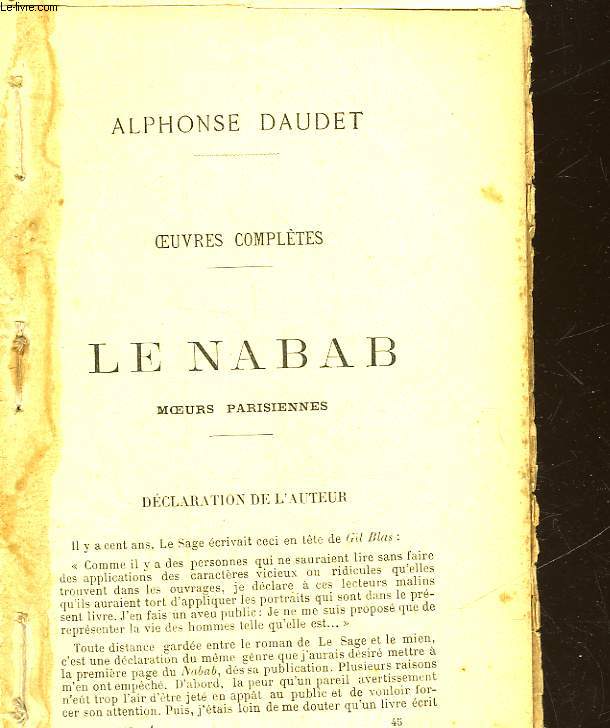 OEUVRES COMPLETES - LE NABAB - MOEUS PARISIENNES