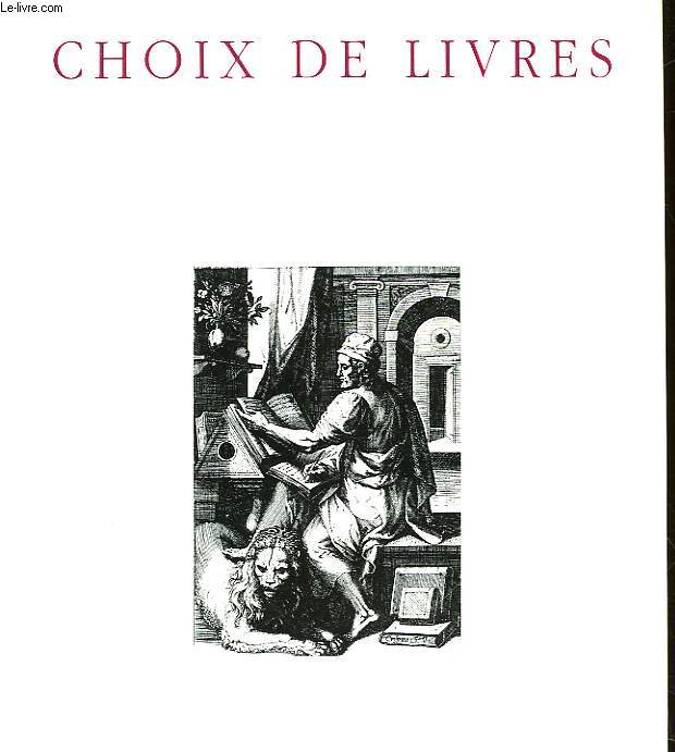 CATALOGUE - CHOIX DE LIVRES - LIBRAIRIE DE LA SEINE