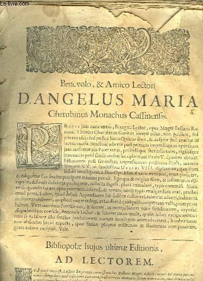 BENEVOLO & ANMICO LECTORI DANGELUS MARIA