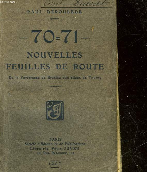 70 - 71 NOUVELLES FEUILLES DE ROUTE - DE LA FORTERESSE DE BRESLAU AUX ALLEES DE TOURNY