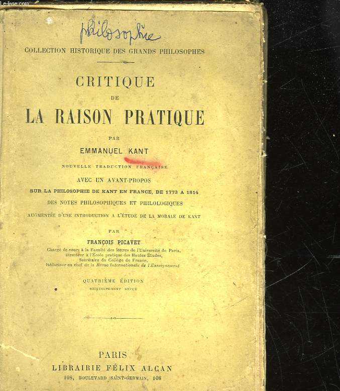 CRITIQUE DE LA RAISON PRATIQUE