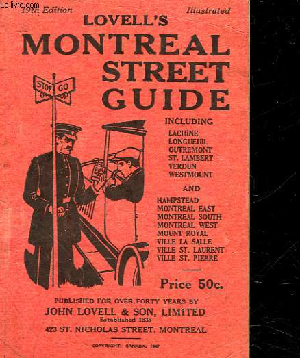 LOVELL'S MONTREAL STREET GUIDE