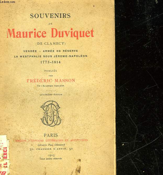 SOUVENIRS DE MAURICE DIVIQUET ( DE CLAMECY)