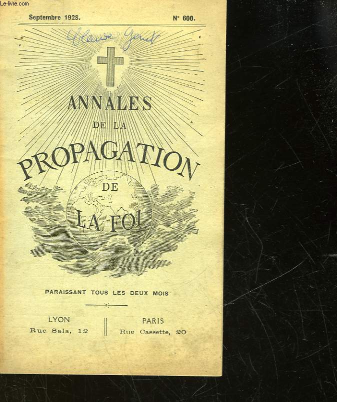 ANNALES DE LA PROPAGATION DE LA FOI - N600