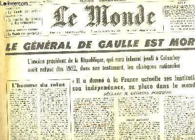 LE MONDE - 27 ANNEE - N8033 - LE GENERAL DE GAULLE EST MORT