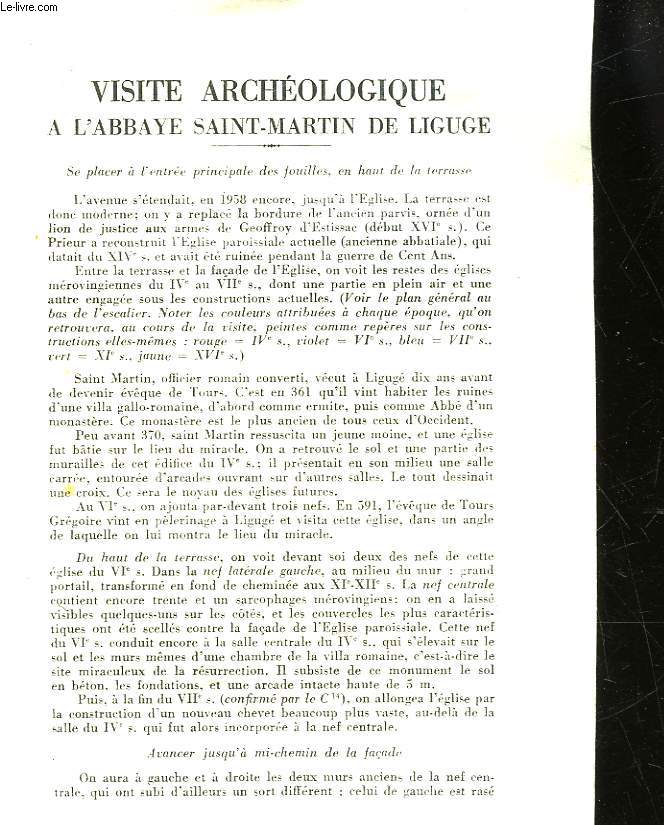 VISITE ARCHEOLOGIQUE A L'ABBAYE SAINT-MARTIN DE LIGUGE