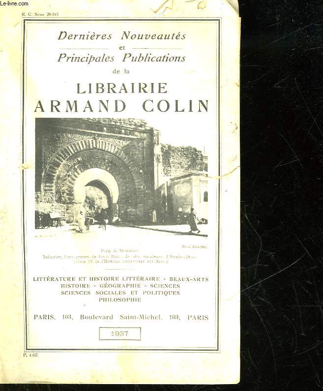 DERNIERES NOUVEAUTES ET PRINCIPALES PUBLICATION DE LA LIBRAIRIE ARMAND COLIN