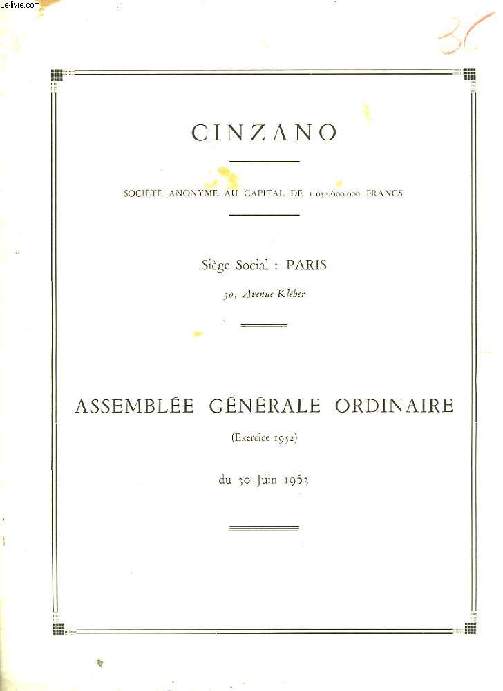 CINZANO - ASSEMBLEE GENERALE ORDINAIRE
