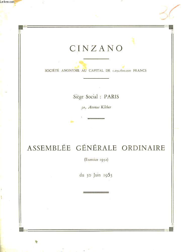 CINZANO - ASSEMBLEE GENERALE ORDINAIRE