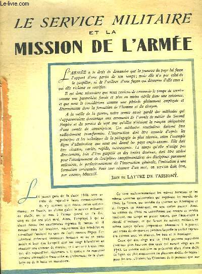 LE SERVICE MILITAIRE ET LA MISSION DE L'ARMEE