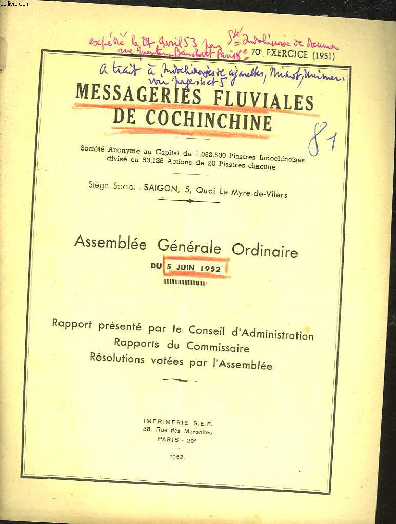 MESSAGERIES FLUVIALES DE COCHICHINE