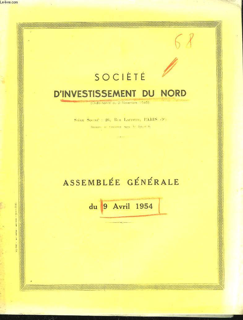 SOCIETE D'INVESTISEMENT DU NORD