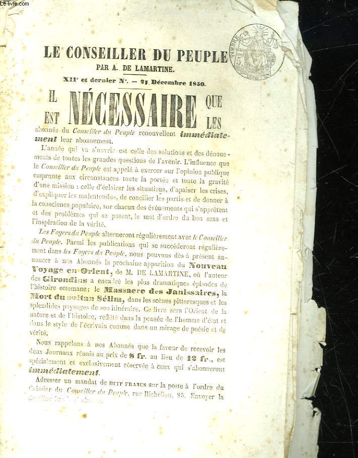 LE CONSEILLER DU PEUPLE -23 ET DERNIER NUMERO