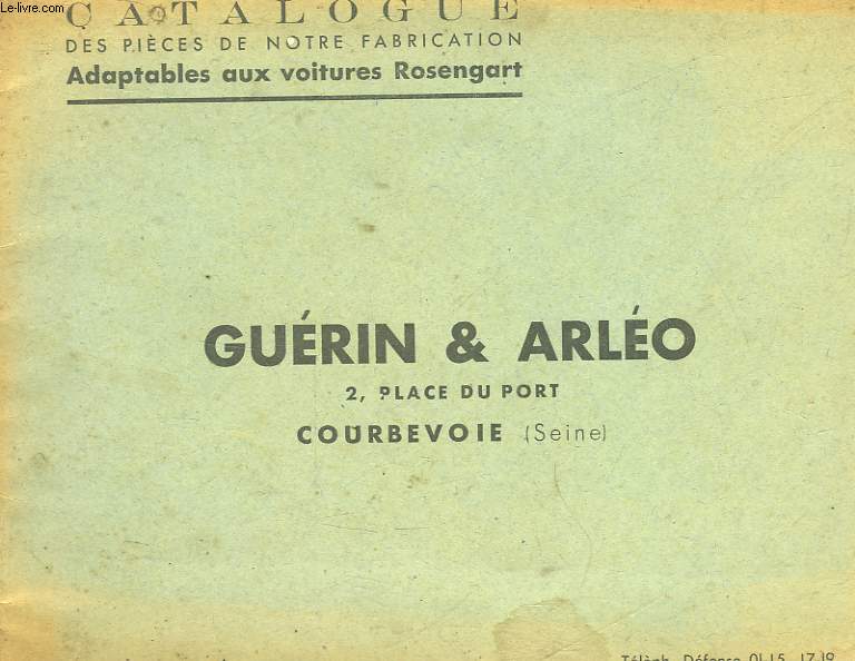 GUERIN ET ARLEO - CATALOGUE OF PARTS OF OUR MANUFACTURE - COLLECTIVE - 0 - Picture 1 of 1