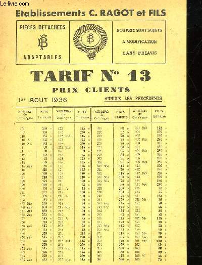 ETABLISSEMENTS C. RAGOT ET FILS - TARIF N13