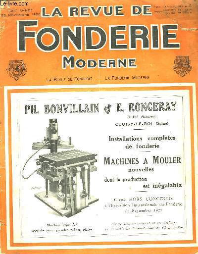LA REVUE DE FONDERIE MODERNE - 22 ANNEE