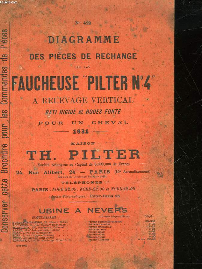 DIAGRAMME DES PIECES DE RECHANGE DE LA FAUCHEUSE 