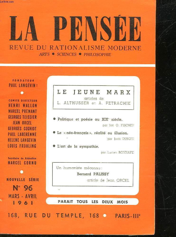LA PENSEE - REVUE DU RATIONALISME MODERNE - N96