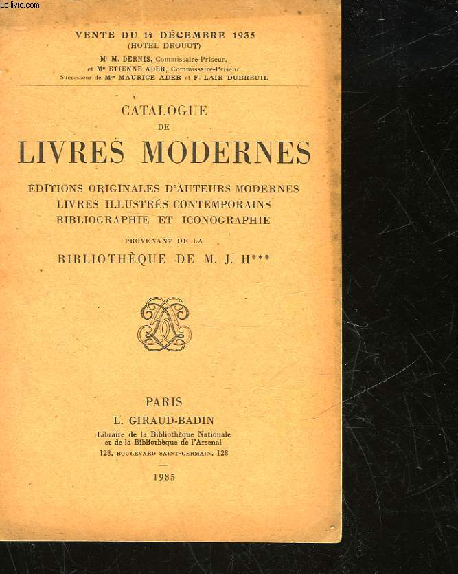 CATALOGUE DE LIVRES MODERNES