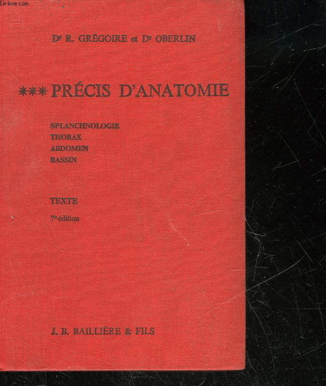 PRECIS D'ANATOMIE - TOME 3 - TEXTE