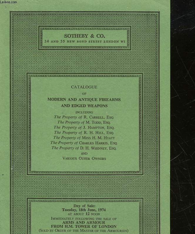 CATALOGUE OF MODERNE SPORTING GUNS ANTIQUE FIREARMS AND EDGED WEAPONS - JUNE