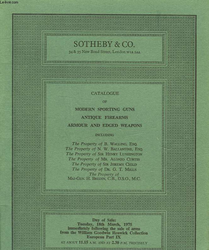 CATALOGUE OF MODERNE SPORTING GUNS ANTIQUE FIREARMS AND EDGED WEAPONS - March