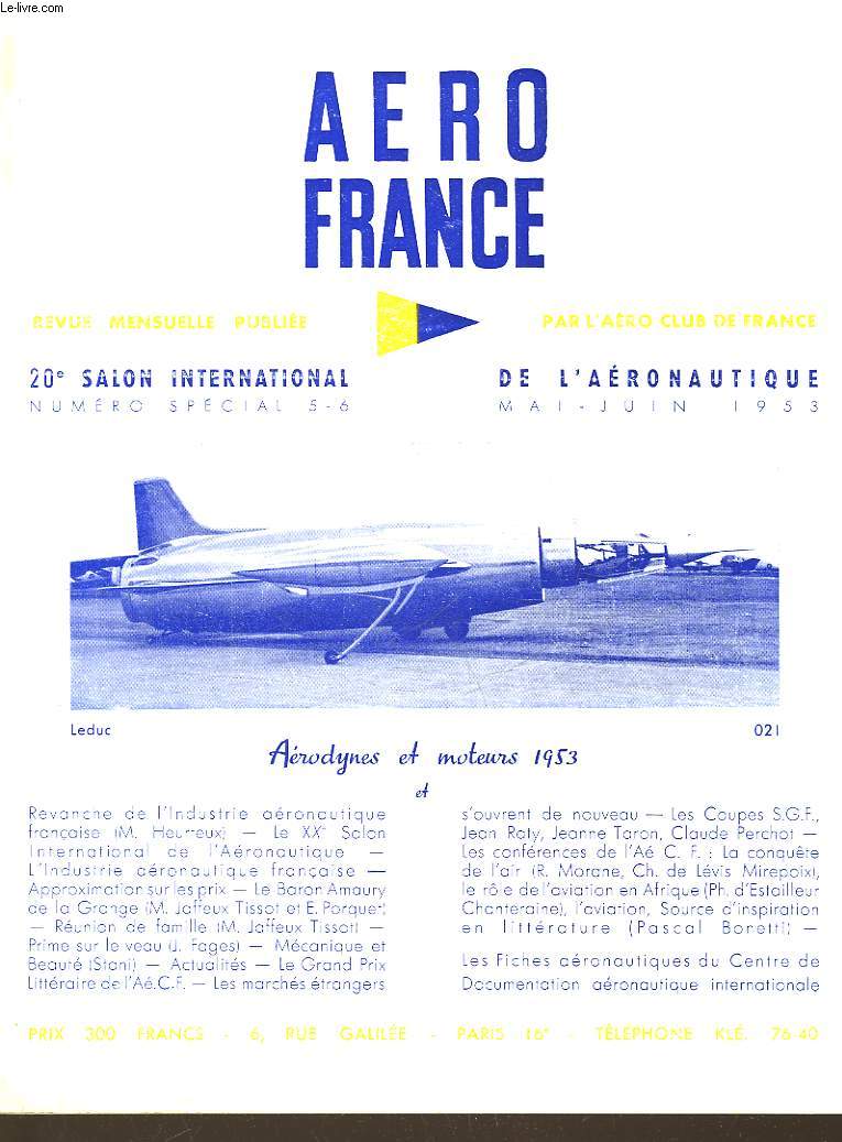 REVUE DE L'AERO CLUB DE FRANCE - N5 - 6 - NUMERO SPECIAL