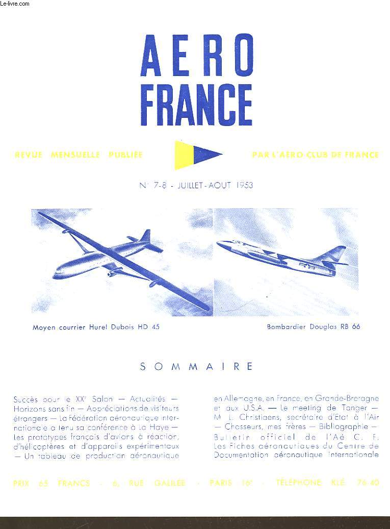 REVUE DE L'AERO CLUB DE FRANCE - N7-8