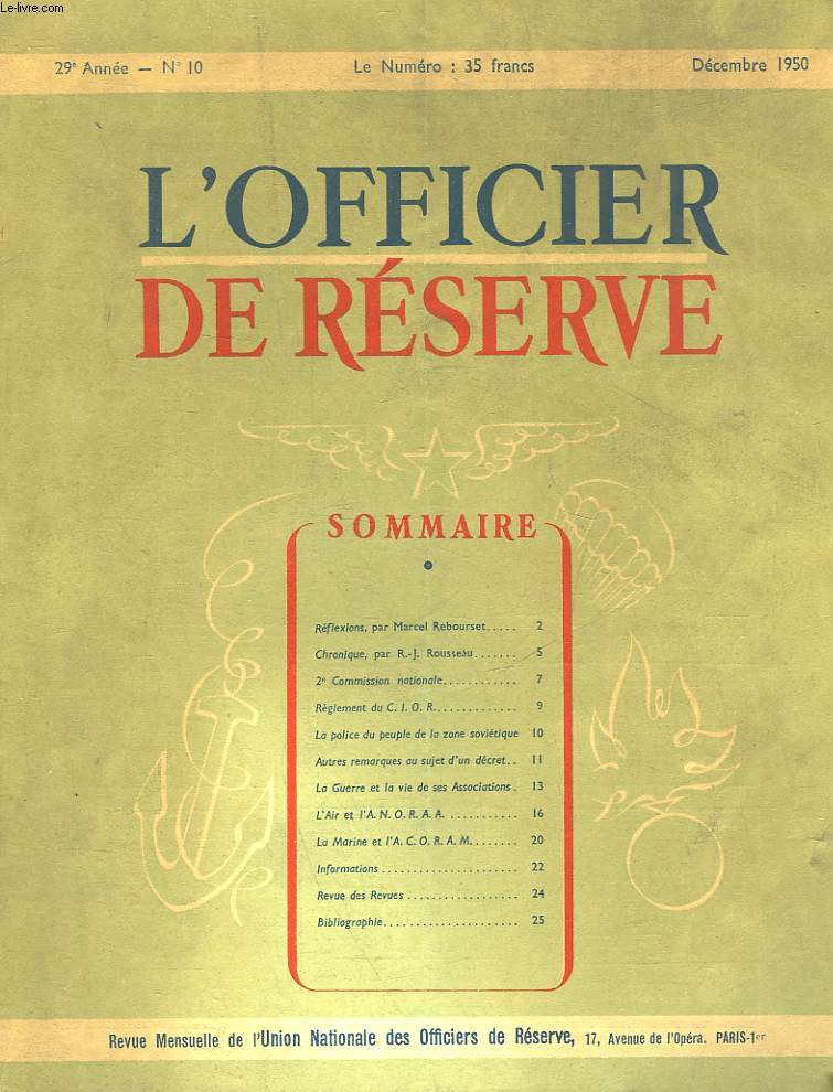 L'OFICIER DE RESERVE - 29 ANNEE - N10
