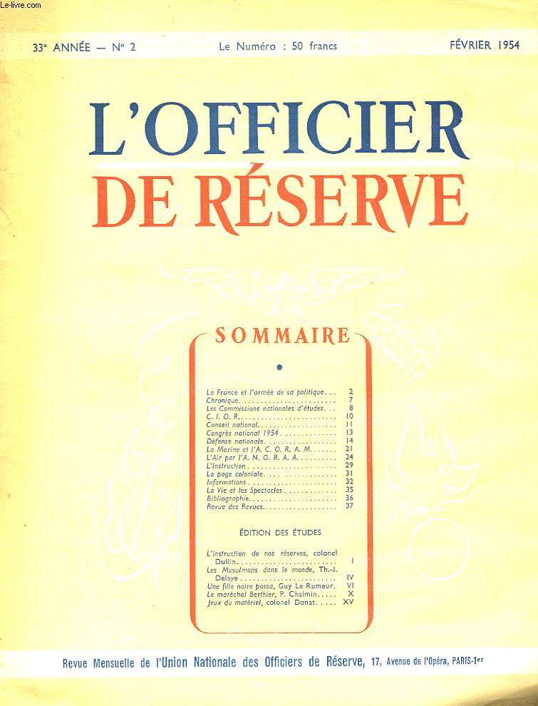 L'OFICIER DE RESERVE - 33 ANNEE - N2