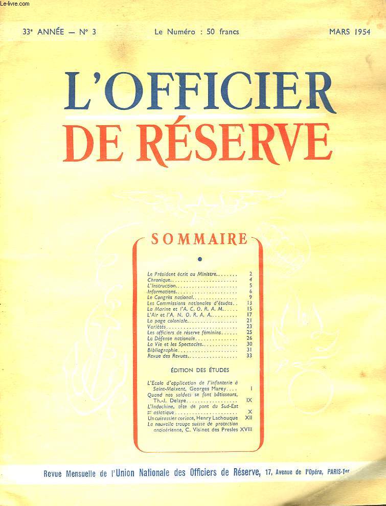 L'OFICIER DE RESERVE - 33 ANNEE - N3