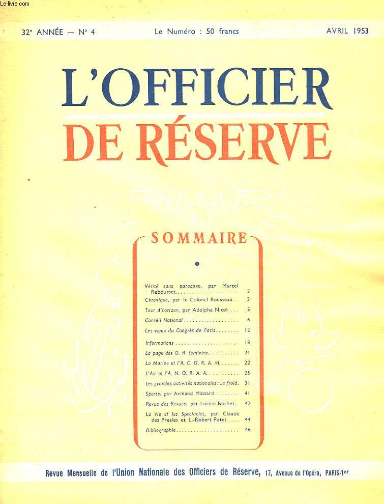 L'OFICIER DE RESERVE - 32 ANNEE - N4