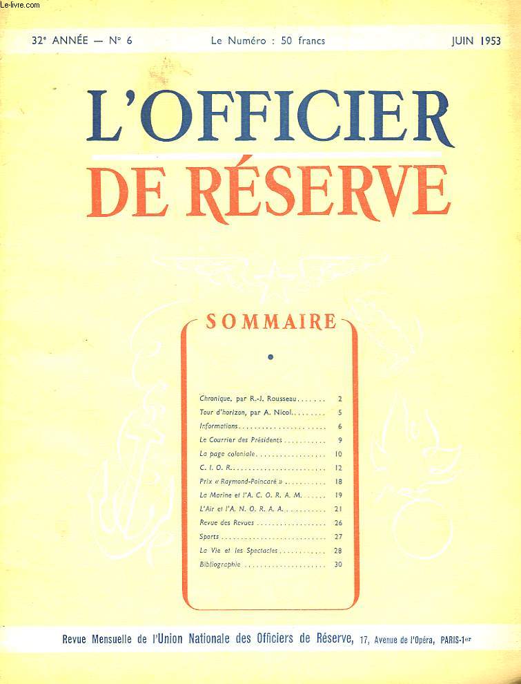 L'OFICIER DE RESERVE - 32 ANNEE - N6