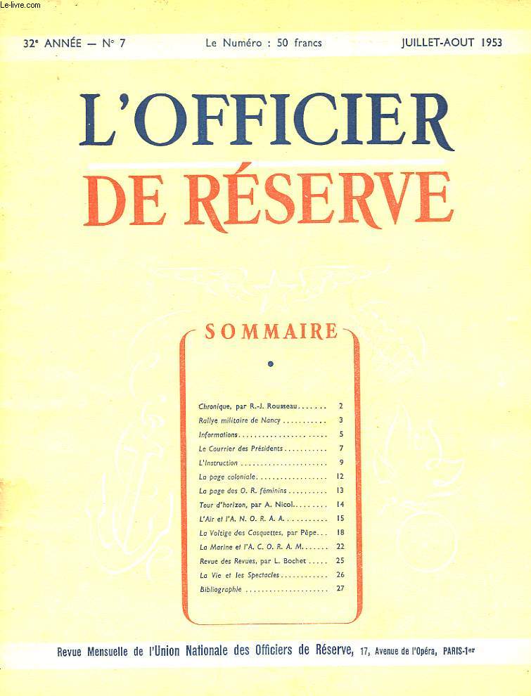 L'OFICIER DE RESERVE - 32 ANNEE - N7