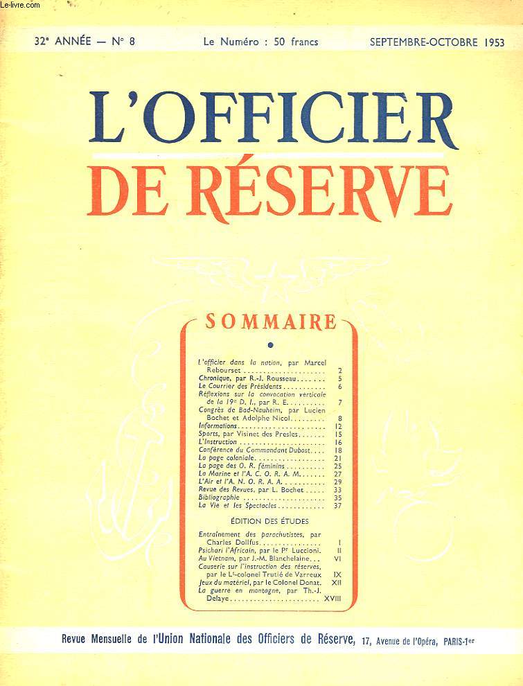 L'OFICIER DE RESERVE - 32 ANNEE - N8