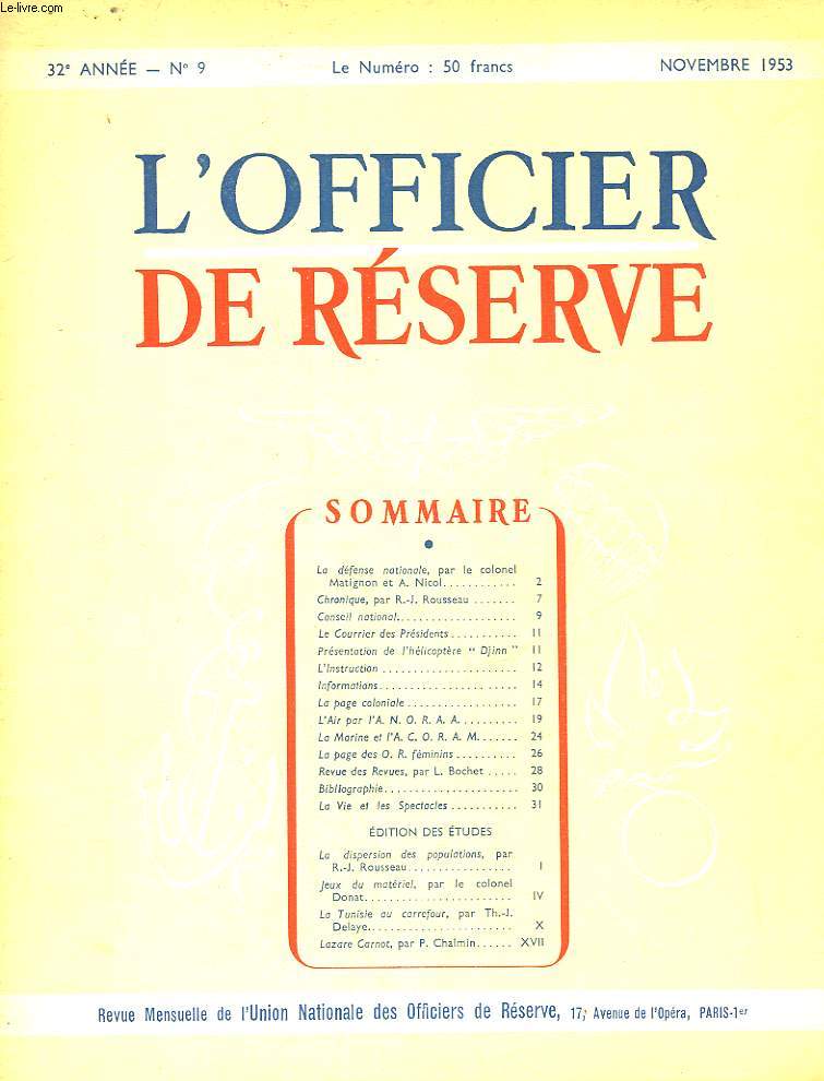 L'OFICIER DE RESERVE - 32 ANNEE - N9