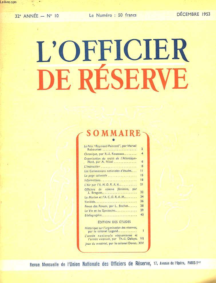 L'OFICIER DE RESERVE - 32 ANNEE - N10