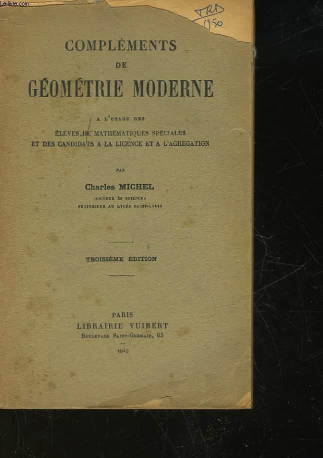 COMPLEMENTS DE GEOMETRIE MODERNE