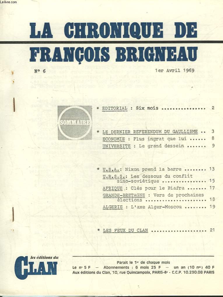 LA CHRONIQUE DE FRANCOIS BRIGNEAU - N6