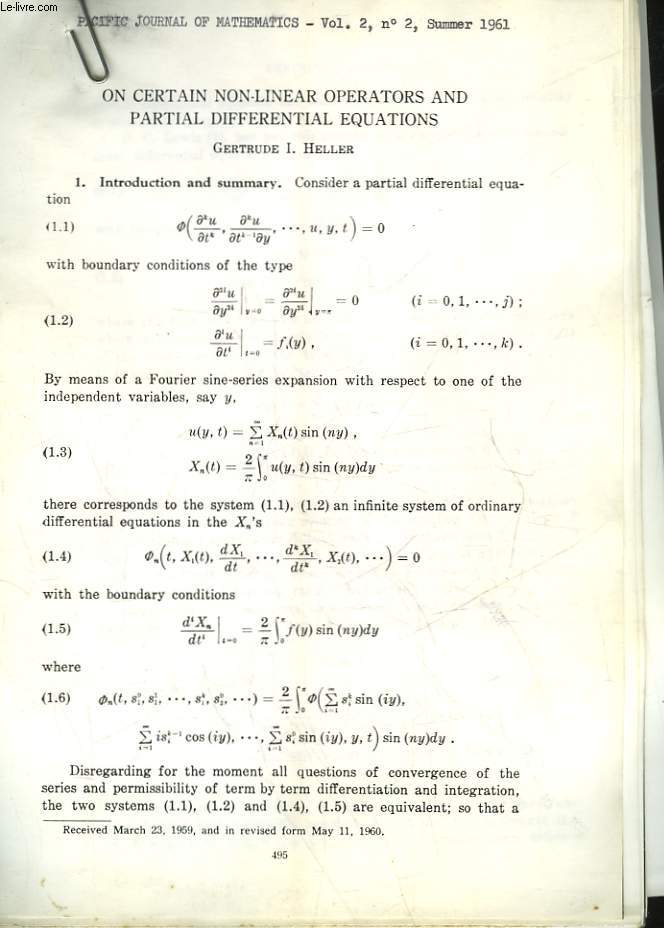 ON CERTAIN NON-LINEAR OPERATORS AND PARTIAL DIFFERENTIAL EQUATIONS