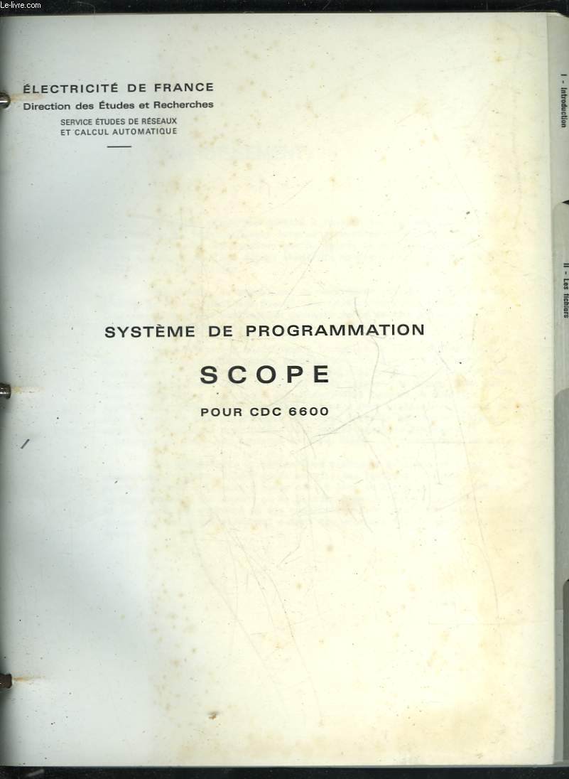 SYSTEME DE PROGRAMMATION SCOPE POUR CDC 6600