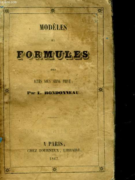 MODELES ET FORMULES DES ACTES SOUS SEING PRIVE