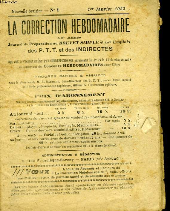 1 LOT DE 10 NUMEROS DE - LA CORRECTION HOBDOMADAIRE - 18° ANNEE -